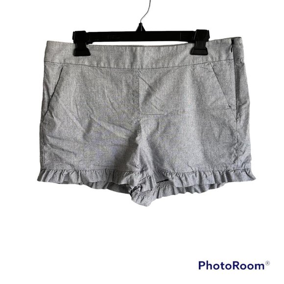 LOFT Black Cotton Viscose Ruffled Ladies Casual‎ Shorts, 10 - Picture 1 of 6